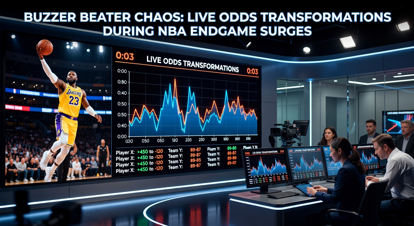 Grafik mit Live-Quoten-Verlauf in einem NBA-Endspiel, die dramatische Schwankungen während eines Buzzer-Beater-Versuchs zeigt