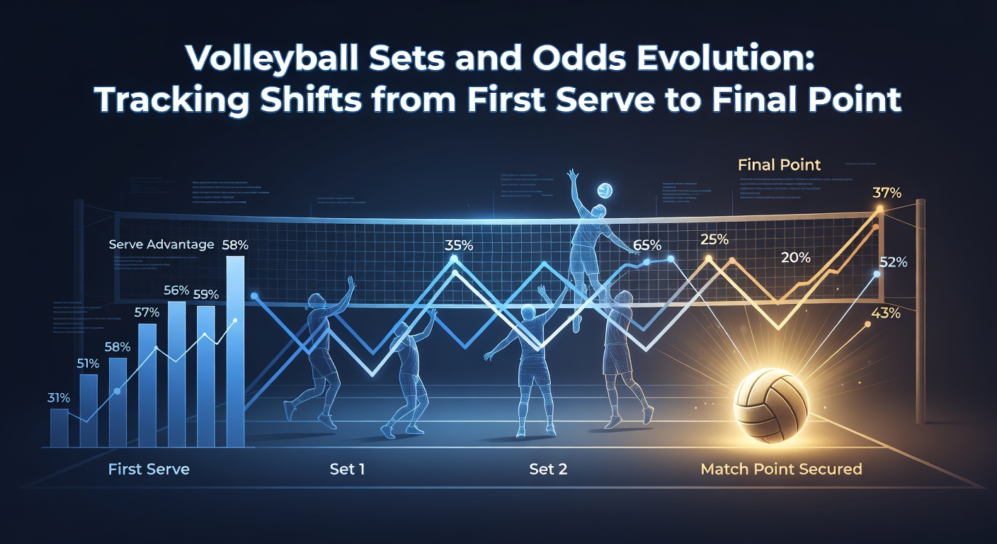 Grafik zeigt dynamische Veränderung von Wettquoten während eines Volleyball-Matches von Aufschlag bis Punktgewinn